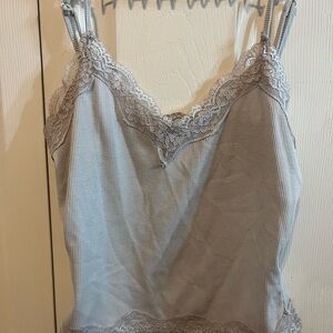SHEIN Gray Lace Trim Tank Top